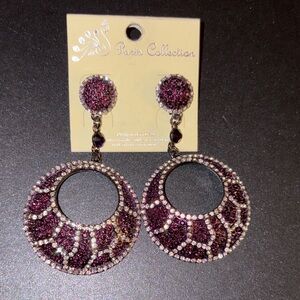 Paris Collection Garnet Red Rhinestone Statement Earrings